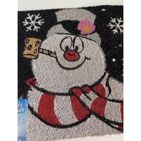 Frosty The Snowman Christmas Outdoor Coir Mat Rug 18 X 28” Snowflakes Winter NEW - Picture 6 of 11